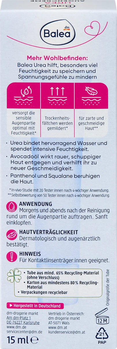 Balea Augencreme UREA, 15 ml