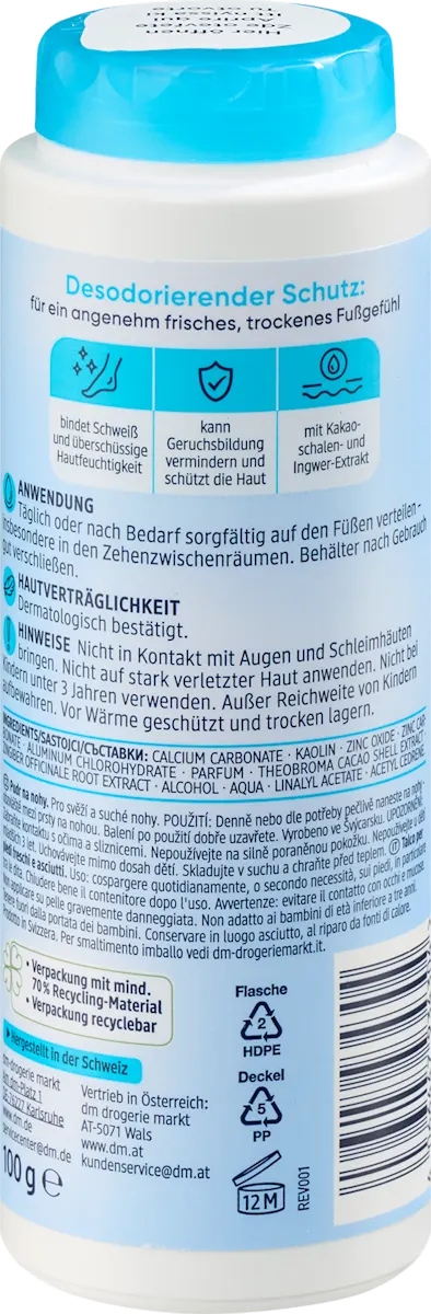 Balea Fußpuder, 100 g, Bindet Schweiß und Feuchtigkeit, für frische und trockene Füße, neu&ovp