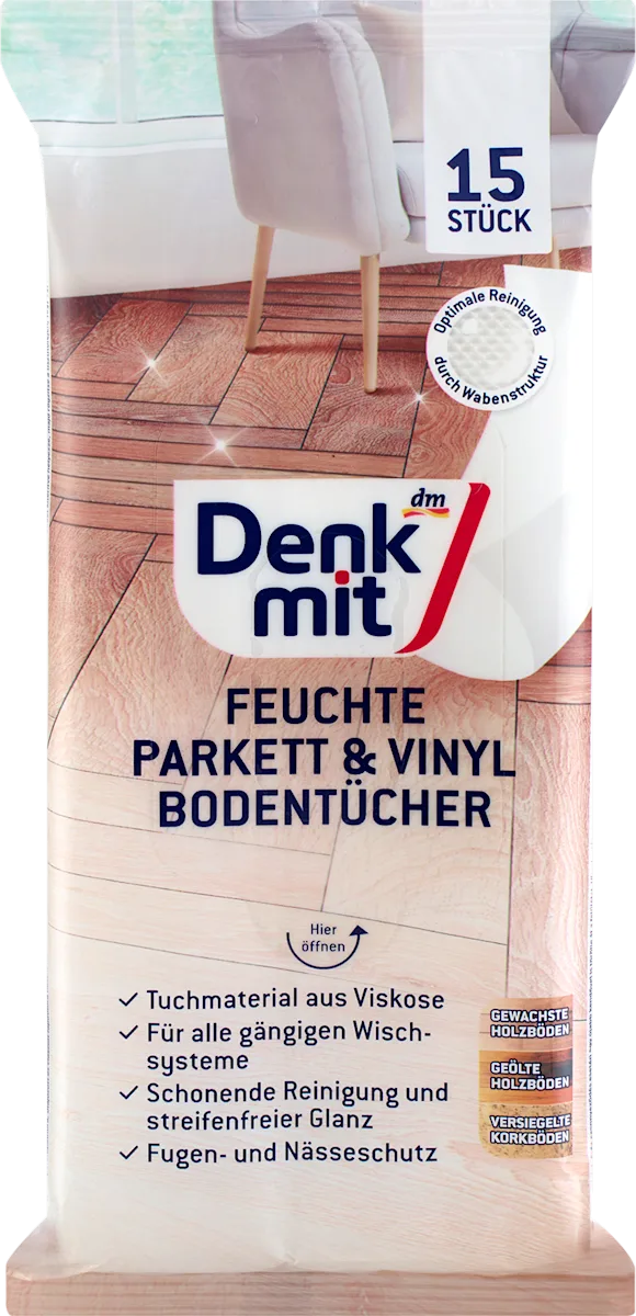 Denkmit Feuchte Bodentücher Parkett &amp; Vinyl, 1x15 St