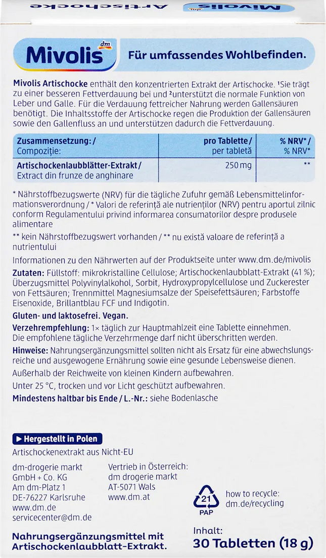 Mivolis Artischocke, Galle- und Verdauungskapsel, 1x30 St, 18 g, neu&ovp