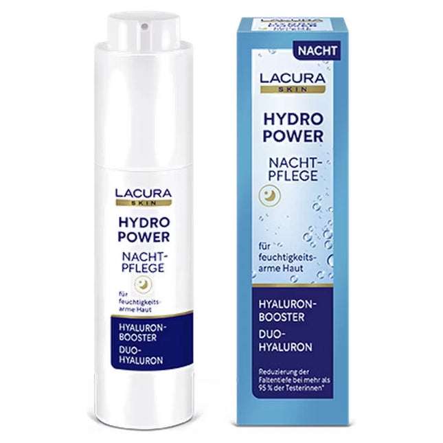 LACURA Skin Hydro Power Nachtpflege, Hyaluron-Booster, Duo-Hyaluron, 50ml