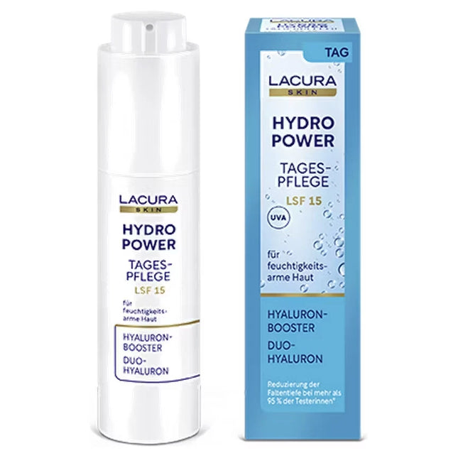 LACURA Hydro Power Tagespflege, Hyaluron-Booster, Duo-Hyaluron, LSF 15, 50 ml