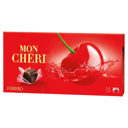 Ferrero Mon Chéri – Knackige Schokolade, fruchtiger Likör und eine aromatische Kirsche, 1x15 Stück, 157g Box, neu&ovp