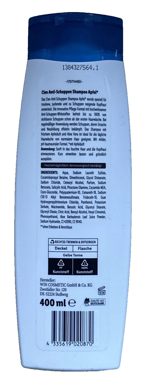 Cien Anti-Schuppen Shampoo Classic, Vegan, 400ml, neu&ovp